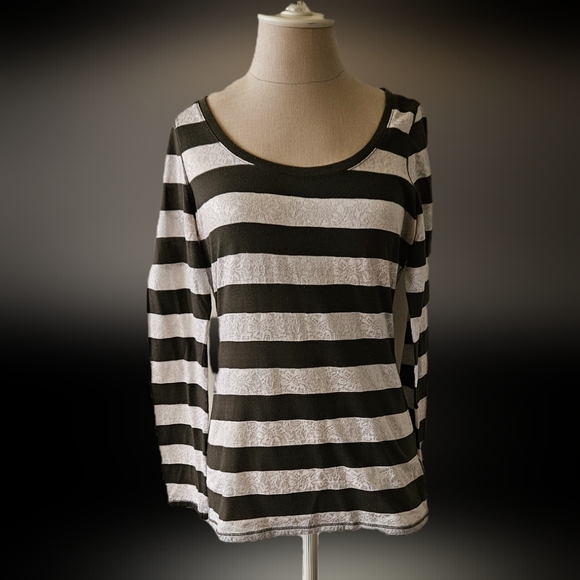 Express Tops - Express Lace and Solid Stripe LS Tee